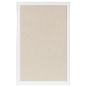 Bosc Framed Linen Fabric Pinboard, White 27.5x43.5