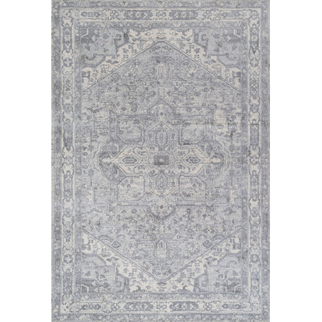 Modern Persian Vintage Medallion Light Gray 8'x10' Area Rug