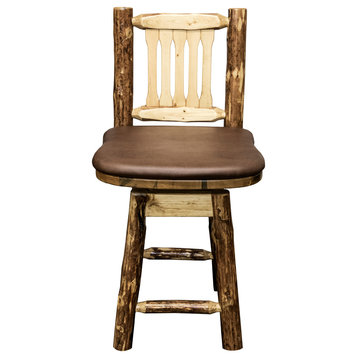 Montana Woodworks Glacier Country 24" Wood Swivel Barstool in Brown