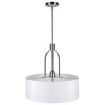 Forte - Forte 2738-03-55 Tama, 3 Light Drum Pendant, Brushed Nickel/Satin Nickel - The Tama stem hung drum pendant comes in antique bTama 3 Light Drum Pe Brushed Nickel White *UL Approved: YES Energy Star Qualified: n/a ADA Certified: n/a  *Number of Lights: 3-*Wattage:75w Medium Base bulb(s) *Bulb Included:No *Bulb Type:Medium Base *Finish Type:Brushed Nickel