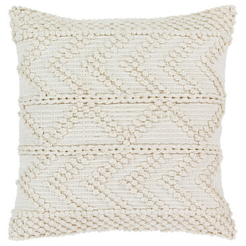 Merdo MDO-001 Pillow Cover, Cream/White, 22"x22", Pillow Cover Only