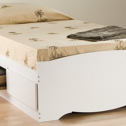 Prepac Platform Storage Bed in White - Platform Beds