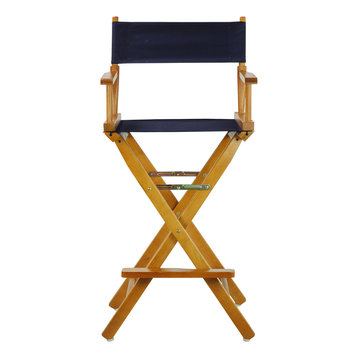 30" Director's Chair With Honey Oak Frame, Navy Blue Canvas, Navy Canvas