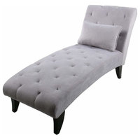 Lounge Button Tufted Sofa Chair Couch With Comfortable Cushion and Backrest Gray