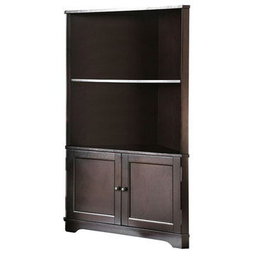 Furniture of America Cassidy Wood Multi-Storage Corner Bookshelf in Espresso
