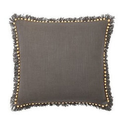 Pottery Barn - Bauble Fringe Pillow Cover, 18", Gray/yellow - Decorative Pillows
