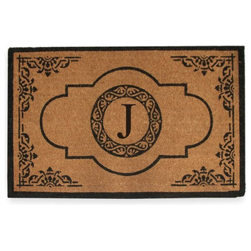 Hand Crafted Abrilina 36"x72" Coir Double Doormat Monogrammed, J