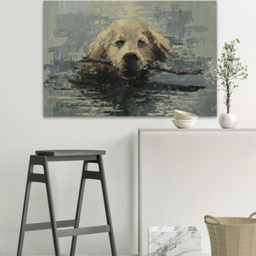"Obedient Dog" Painting Print on Wrapped Canvas