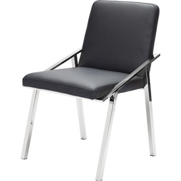 Nika Modern Dining Chair, Contemporary Side Chair, Faux Leather Black