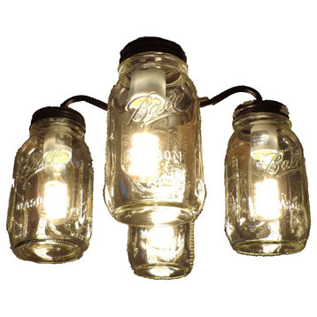 Mason Jar Ceiling Fan Light Kit, New Quart Jars, Antique Black