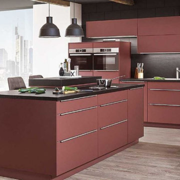 Modern German transitional kitchen cabinet design - Rust Red Ultra Matt
