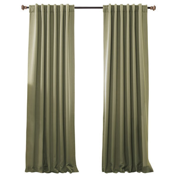 Solid Thermal Blackout Curtain Panels, Olive, 84", Set of 2
