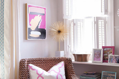 Cottage chic living room photo in Other
