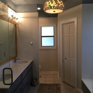 Coastal Farmhouse. I think I officially live for re-doing 80's master bathrooms.