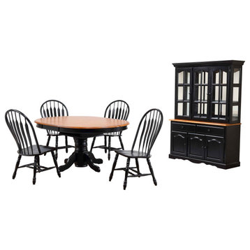 Black Cherry Selections 7-Piece Pedestal Dining Set With China Cabinet