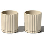 Veradek - Veradek Demi Series Demi 6" Planter, Sand, 6 Inch, 2 Pack - Inspired by traditional Roman columns, the fluted edges on the Veradek Demi Planter help to create a cozy indoor or outdoor space in the living room, patio or backyard. Pre-drilled drainage holes allow for planting a variety of different greenery such as trees, tall plants or flowers without having to worry about overwatering. This sturdy yet lightweight round planter is proudly crafted in Canada from a patented plastic-stone composite, making it resistant to cracks, fading and UV and allowing it to withstand extreme temperatures ranging from -20 to +120 degrees. With the ideal balance of design, structure and purpose, the Demi will add the finishing touches needed to transform a house into a home.