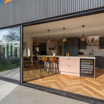 Grey and Pink Shaker Kitchen in Stadhampton