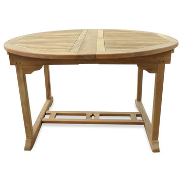Counter Height 46-66" Double Leaf Oval Extension Table, Grade A Teak
