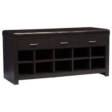 Bowery Hill Shoe Rack Bench in Espresso