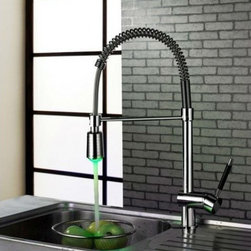 LED Water Powered Single Handle Pull Down Kitchen Sink Faucets - Kitchen Faucets