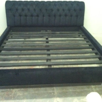 MODERN Contemporary BED CHESTERFIELD STYLE Roll Back TUFTED