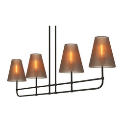 Sonneman Bistro 4-Light 48" Bar Pendant in Black Finish with Bronze Shade - Pendant Lighting