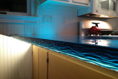 Marblehead MA, Contemporary Blue Wave Countertop