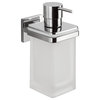 BasicQ Wall Mounted Glass Pump Soap Lotion Dispenser for Bathroom, Brass