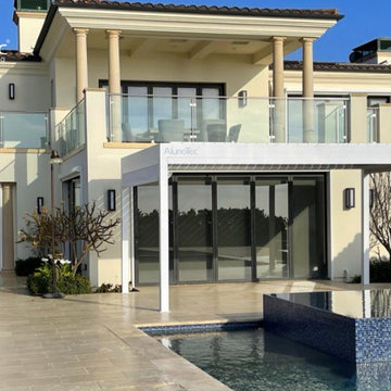 AlunoTec White Color Aluminum Poolside Pergola with Zipped Blinds