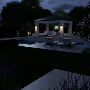 Neutral Estate Pool, Pavillion, Fireplace, Spa, Pickleball, and Garden