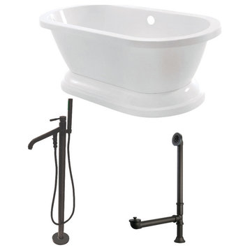 67" Double Ended Pedestal Tub Combo,Faucet & Supply Lines