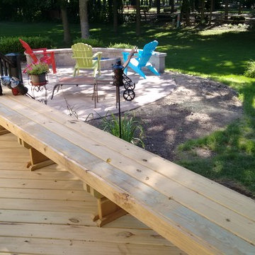 Wood Deck with Belgard Patio and Fire Pit -Gurnee, IL