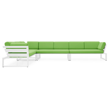 Modern Kore Outdoor Sectional with Quick Drying Cushions and Aluminum Frame, Lime Green
