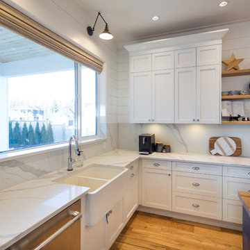 Custom White and Navy Kitchen in White Rock