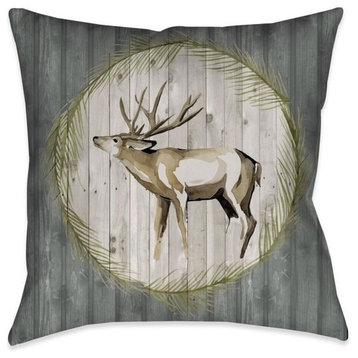 Woodland Deer Outdoor Decorative Pillow, 18"x18"