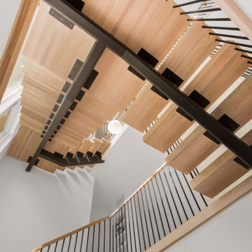 Modern Floating Stair with Pencil Rail, East Hampton, NY