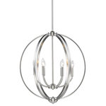Golden Lighting - Golden Lighting 3167-6 EB Colson - 6 Light Chandelier - Golden Lighting's Colson EB 6 Light Chandelier is a transitional industrial-chic design  Transitional design  Durable steel construction  Simple, elemental shape  Exposed candelabras  Optional mesh shade  Available in 2 finishes  May be mounted on a sloped ceiling  All mounting hardware included  UL/cUL listed for damp locations.  No. of Rods: 4  Canopy Included: TRUE  Canopy Diameter: 5.25 x 1< Rod Length(s): 12.00  Room Style: Kitchen/Foyer/Living/BedroomColson Six Light Chandelier Etruscan Bronze *UL Approved: YES *Energy Star Qualified: n/a  *ADA Certified: n/a  *Number of Lights: Lamp: 6-*Wattage:60w Candelabra bulb(s) *Bulb Included:No *Bulb Type:Candelabra *Finish Type:Etruscan Bronze