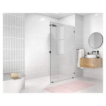 78"x43" Frameless Shower Door Single Fixed Panel, Matte Black
