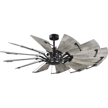 Springer Collection 60" 12-Blade Matte Black DC Motor Windmill Ceiling Fan