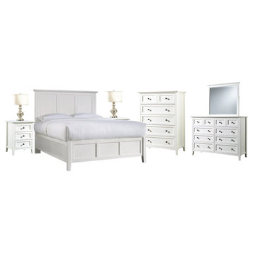 Pantego 6PC E King Bed, 2 Nightstand, Dresser, Mirror, Chest in White