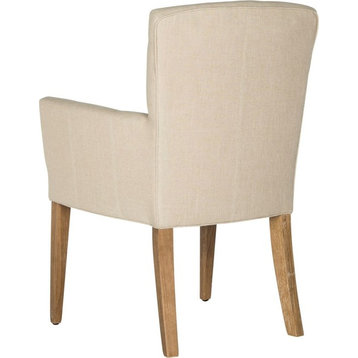 Safavieh Dale Arm Chair, Hemp, Linen, White Washed