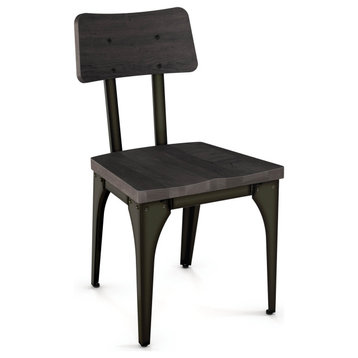 Amisco Woodland Dining Chair, Dark Grey Distressed Wood / Dark Grey Metal
