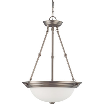 3 Light - 15" Pendant With Frosted White Glass