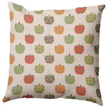 20"x20" Apple Pattern Decorative Throw Pillow, Maple Red