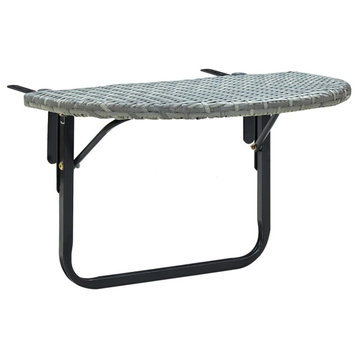 vidaXL Hanging Balcony Table Folding Outdoor Table for Porch Gray Poly Rattan