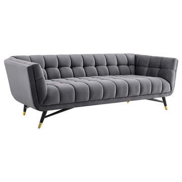Modern Contemporary Urban Living Sofa, Velvet Gray