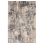 Nourison - Nourison Rustic Textures 3'11" x 5'11" Blue/Ivory Modern Indoor Area Rug - This beautifully carved contemporary rug from the Rustic Textures Collection features deep, distressed slate grey abstracts for a weathered, rustic decor feel that adds depth and texture to any space. A soft, silky high-low pile with subtly distressed colors make this rug the perfect choice for a modern accent.
