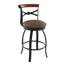 Amisco - Bourbon Swivel Stool, Cobrizo/Textured Dark Brown, Medium Brown, Counter Height - Bar Stools and Counter Stools