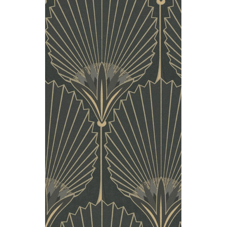 Bold Art Deco Fan Wallpaper, Grey, Double Roll