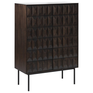 Modern Drinks Cabinet With Glass Rack, Black